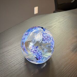 Blue and White Glass Art Sphere